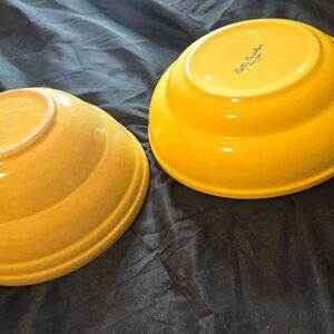 Vintage Set of Two Yellow Pottery Bowls:  BETTY CROCKER & BAUER POTTERY